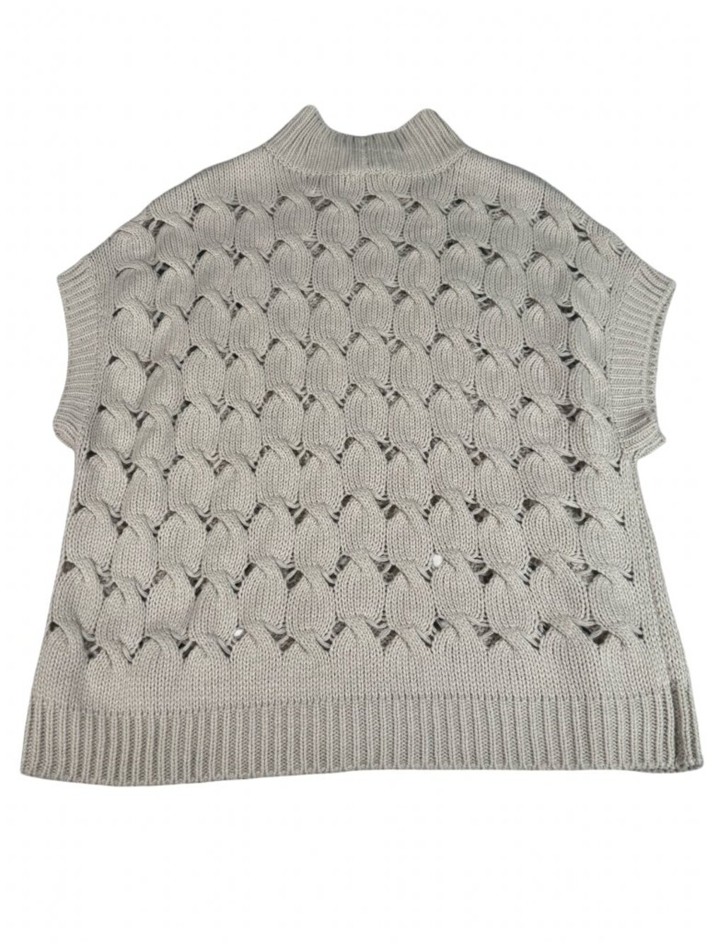 DR2 Grey Chunky Knit Mock Neck Sweater Vest Medium